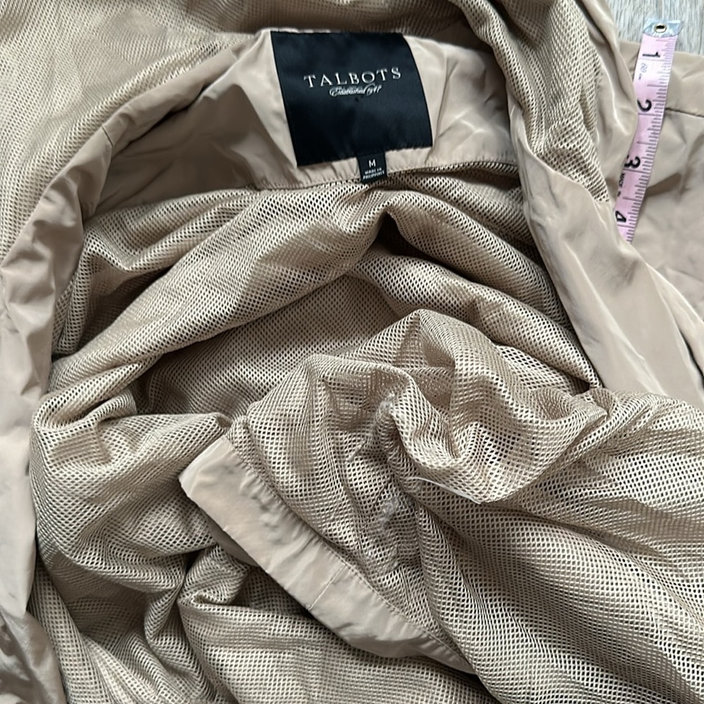 Talbots jacket size 14 cream gold ir hooded double zipper drawstring coat - Picture 11 of 11